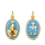 Orfva mdaille vierge miraculeuse mail bleu or 18 carats