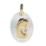 Orf�va m�daille vierge ovale nacr�e