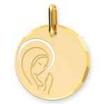 Orfva mdaille vierge en prire aurole cisele en or jaune