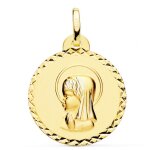 Orf�va m�daille vierge en pri�re diamant�e (or jaune 9k)