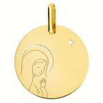 Orfva mdaille vierge en prire  l'toile (or jaune 18k)