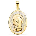 Orf�va m�daille vierge en pri�re nacre ovale or jaune