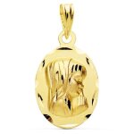 Orfva mdaille vierge en prire ovale cisele (or jaune 9k)