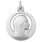 Orf�va m�daille de la vierge profil droit ajour�e en argent