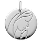 Orf�va m�daille vierge de profil en pri�re en argent