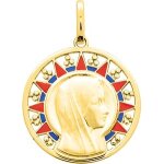 Orf�va m�daille vierge soleil laqu� or jaune
