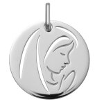 Orf�va m�daille vierge au voile ajour�e en argent