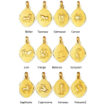 Orf�va m�daille zodiaques losange plaqu� or