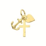 Orfva pendentif ancre, croix, coeur en or jaune 9k
