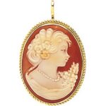 Orféva pendentif camée fond rouge profil droit (or jaune) Orféva pendentif camée fond rouge profil droit (or jaune)