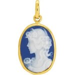 Orféva pendentif camée porcelaine bleue (or jaune) Orféva pendentif camée porcelaine bleue (or jaune)