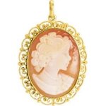 Orféva pendentif camée rouge profil droit contour dentelle (or jaune) Orféva pendentif camée rouge profil droit contour dentelle (or jaune)