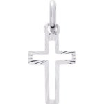 Orfva pendentif croix ajoure bords scintillants or blanc