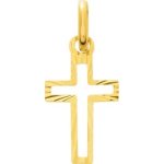 Orfva pendentif croix ajoure bords scintillants or jaune