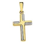 Orféva pendentif croix bicolore bords perlés Orféva pendentif croix bicolore bords perlés