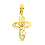 Orfva pendentif croix fleurie et oxyde (or jaune 9k)
