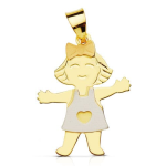 Orfva pendentif fille bicolore en or jaune & or blanc