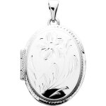 Orfva pendentif grand porte - photo ovale motif fleural en argent