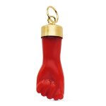 Orfva pendentif main amulette rouge or jaune