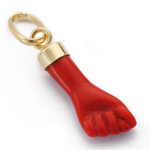 Orfva pendentif main amulette rouge or jaune 9k