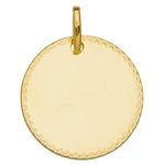 Orfva pendentif plaque ronde cisele (or jaune 9k)