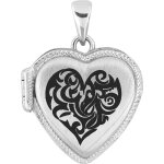 Orfva pendentif porte - photo coeur arabesque noirci en argent