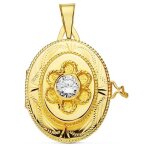 Orfva pendentif porte - photo fleur oxyde en or jaune