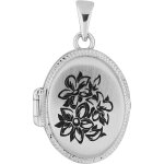 Orfva pendentif porte - photo ovale fleurs noircies en argent