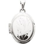 Orfva pendentif porte - photo ovale motif fleural en argent