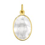 Orfva vierge miraculeuse ovale en nacre - or jaune