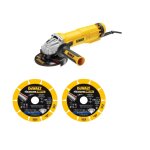 Dewalt dt40252set - 2 x extreme metal disque  dcouper en diamant + meuleuse d'angle dwe4207 125 mm ...