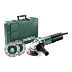 Metabo 610035510 wq 1100 - 125 set 1100 w 125 mm meuleuse d'angle + 2 disques diamants en coffret
