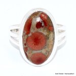 Bague argent obsidienne peanut 3 anneaux taille 63