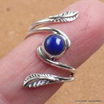 Bague lapis lazuli motif feuille t 54 à 64 54 Bague lapis lazuli motif feuille t 54 à 64 54