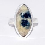 Bague marquise tourmaline indigo sur quartz fum taille 60