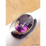 Bague quartz mystique argent lisse taille 53