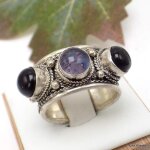 Bague tibtaine amthyste onyx