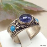 Bague tibtaine amthyste pierres fantaisie t 59  65