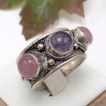 Bague tibtaine amthyste quartz rose