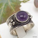 Bague tibetaine amethyste ronde