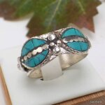 Bague tibtaine mtal blanc pour homme 67