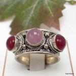 Bague tibetaine quartz rose cornaline Bague tibetaine quartz rose cornaline