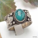 Bague tibétaine en turquoise t 65 / 70 Bague tibétaine en turquoise t 65 / 70