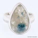 Bague tourmaline indigo sur quartz fum forme goutte taille 55