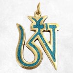 Bijou bouddhiste pendentif om tibetain en turquoise