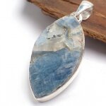Bijou pendentif cyanite bleue paraiba brute marquise