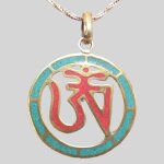 Bijou tibtain pendentif bouddhiste om corail turquoise