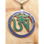 Bijou tibtain pendentif bouddhiste om couleur lapis