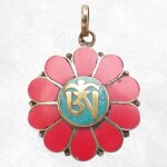 Bijou tibtain pendentif fleur couleur corail