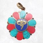 Bijou tibtain pendentif fleur yeux du bouddha